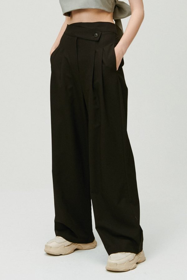Wrap Front Wide Leg Pants