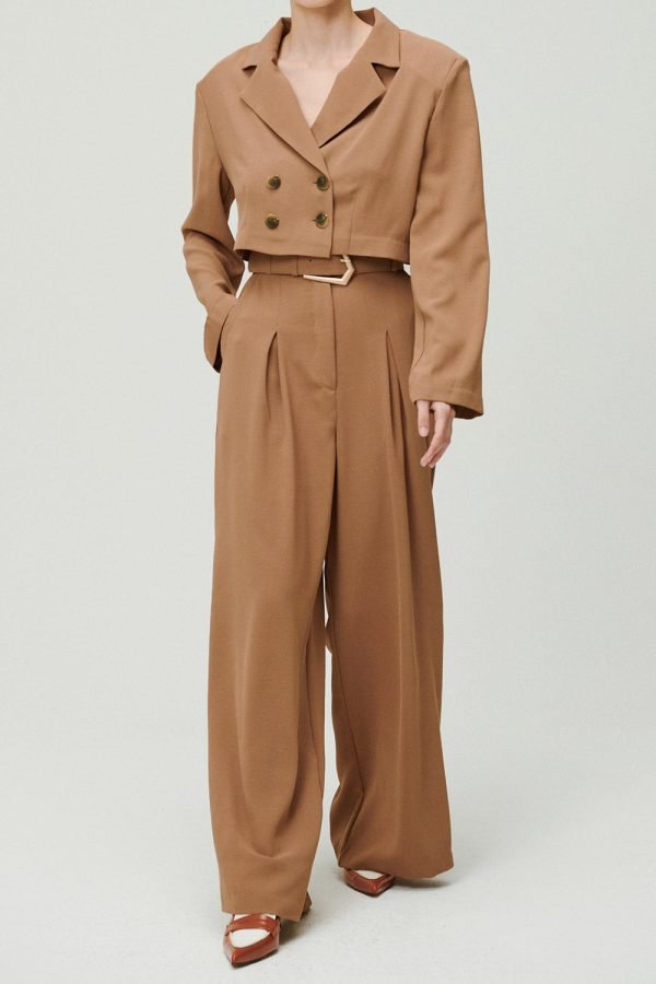 Wide Pants w/ Buckle Belt