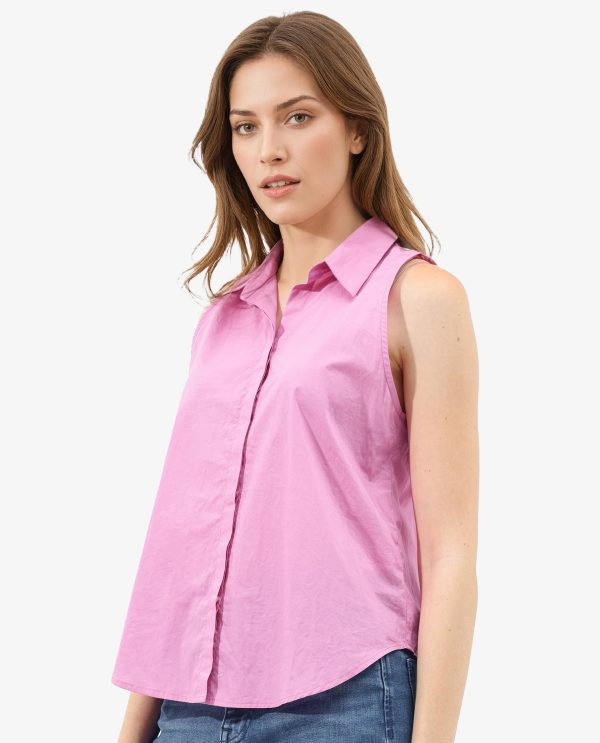 Collared Neck Button Closure Solid Regular Fit Top