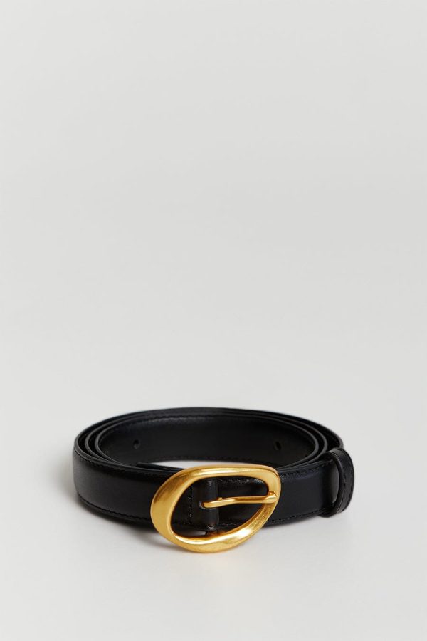 Olympia Black Leather Belt