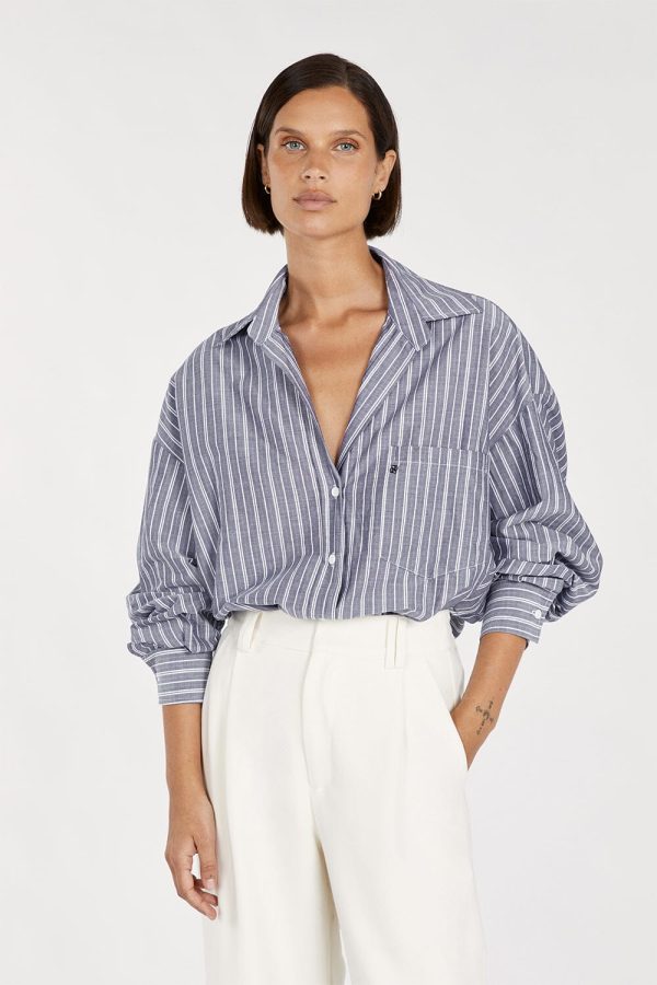 Blue Cotton Stripe Shirt