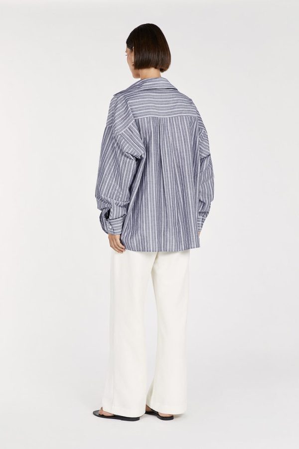 Blue Cotton Stripe Shirt