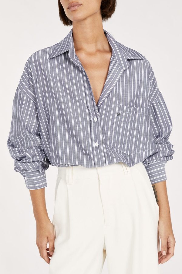 Blue Cotton Stripe Shirt