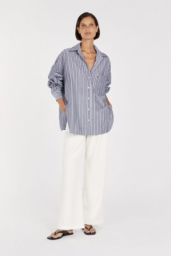 Blue Cotton Stripe Shirt