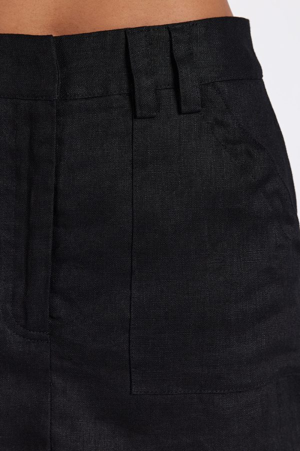 Black Linen Skort