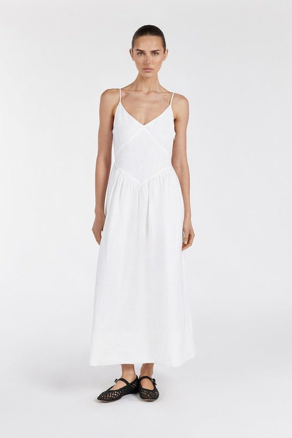 White Linen Midi Dress