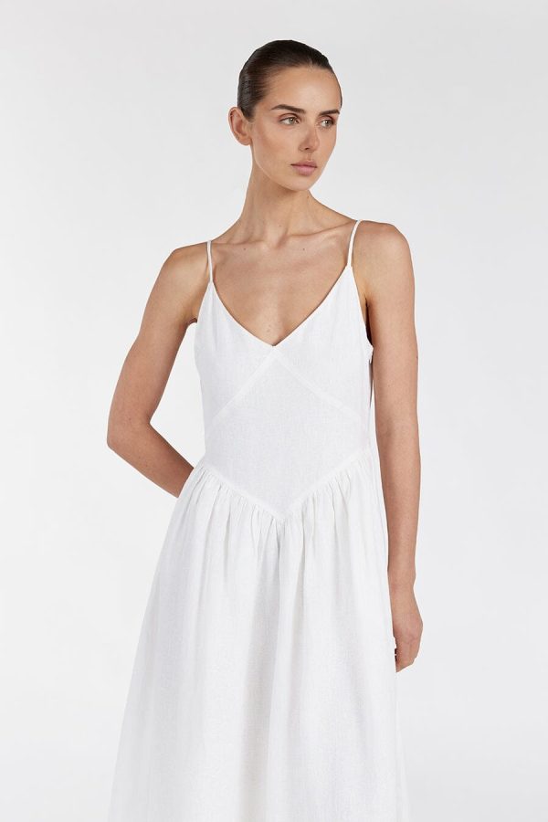 White Linen Midi Dress