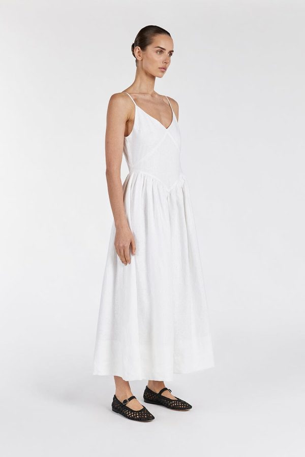 White Linen Midi Dress