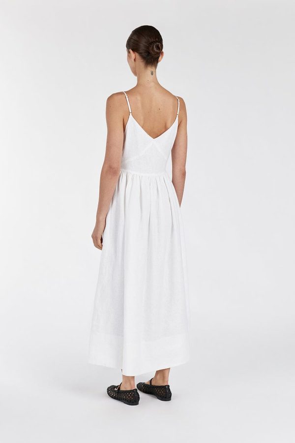 White Linen Midi Dress