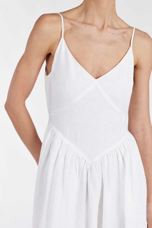 White Linen Midi Dress