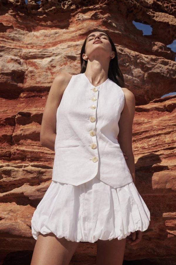 White Linen Vest