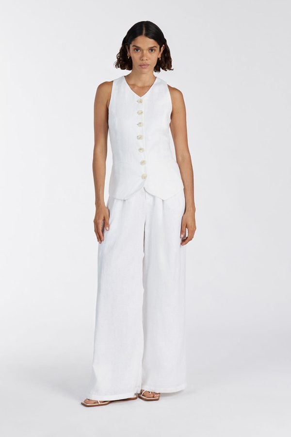 White Linen Vest