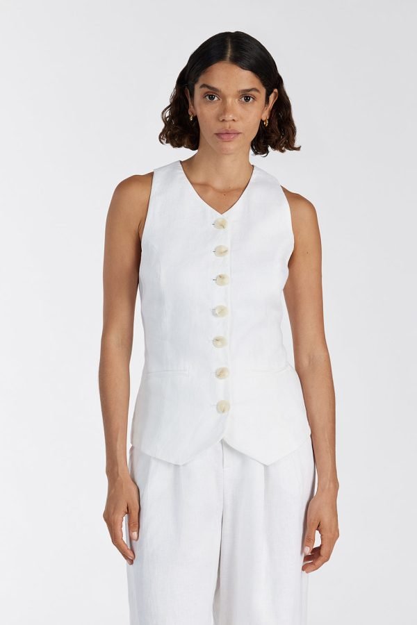 White Linen Vest