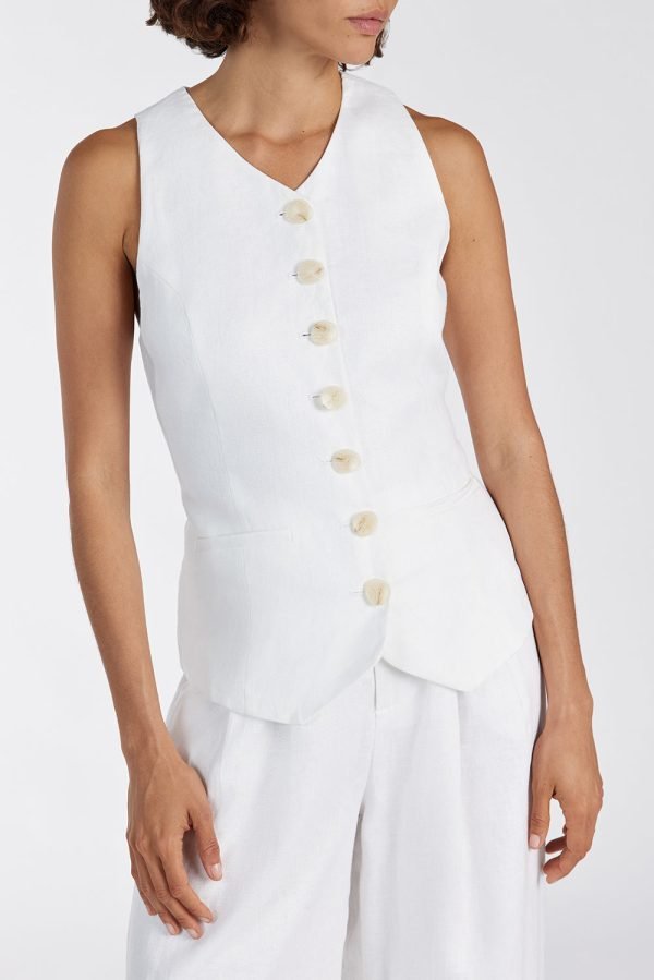 White Linen Vest
