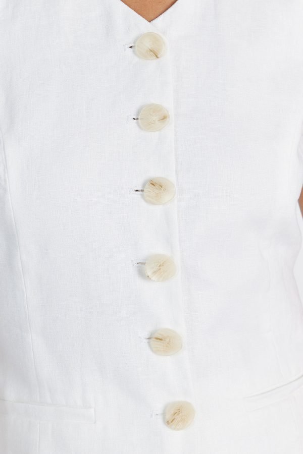 White Linen Vest