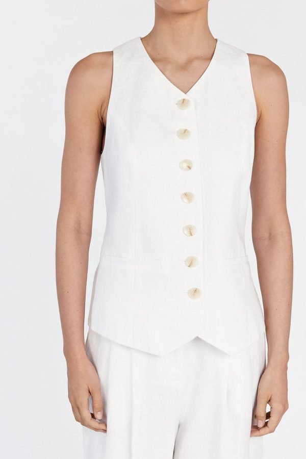 White Linen Vest