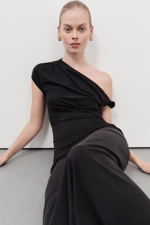 Black Draped Maxi Dress