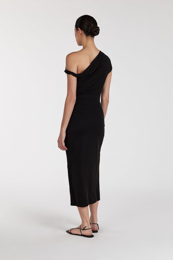 Black Draped Maxi Dress