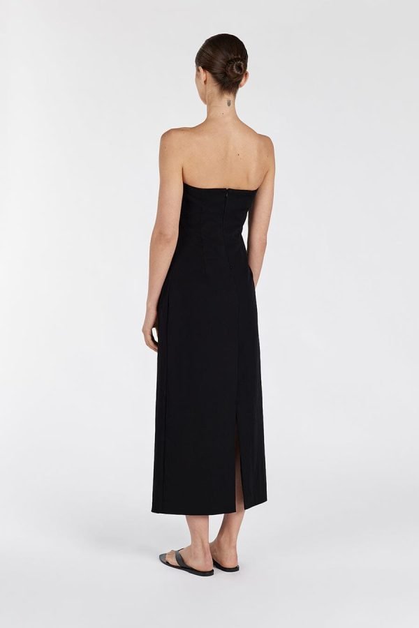 Black Strapeless Midi Dress