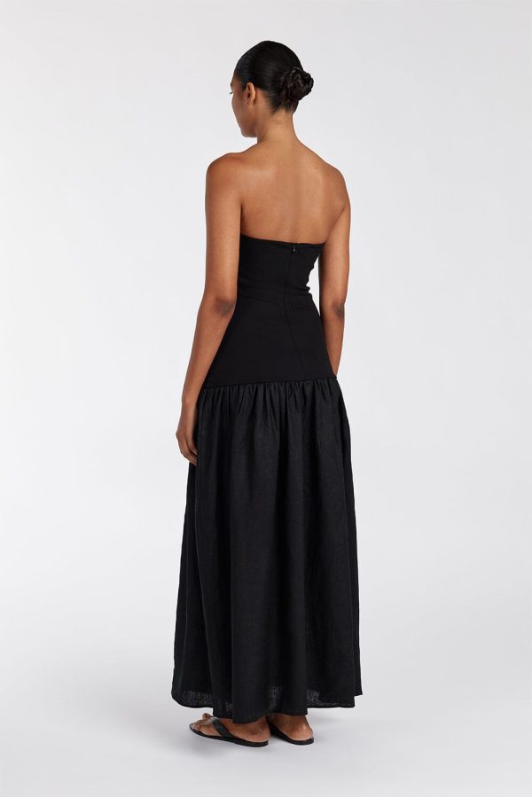 Black Strapless Midi Dress