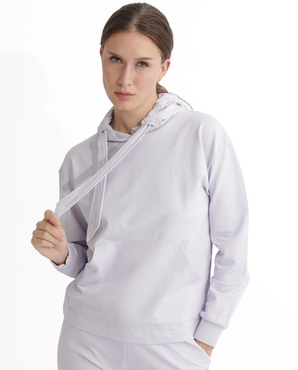 Purple Full Sleeves Hooded Regular Fit Plain Sweatshirt