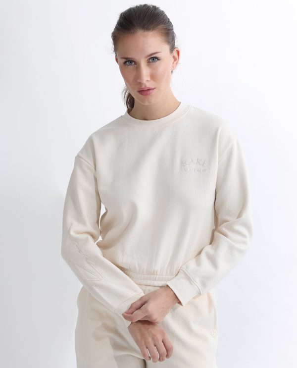 Round Neck Regular Fit Plain Cropped Sweatshirt