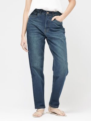 Blue Cotton Elastic Jeans