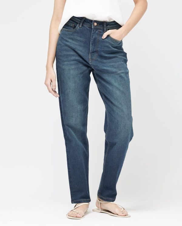 Blue Cotton Elastic Jeans