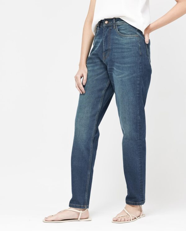 Blue Cotton Elastic Jeans