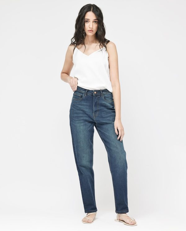 Blue Cotton Elastic Jeans