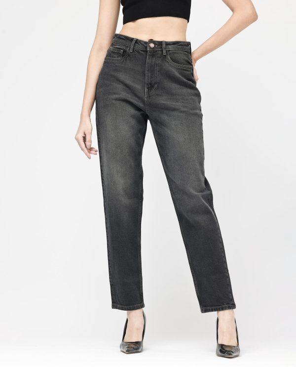 Grey Cotton Regular Length Jeans