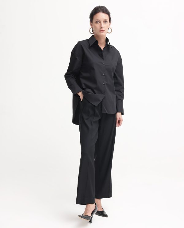 Black Cotton Fabric Full Sleeve Collared Neck Shirt