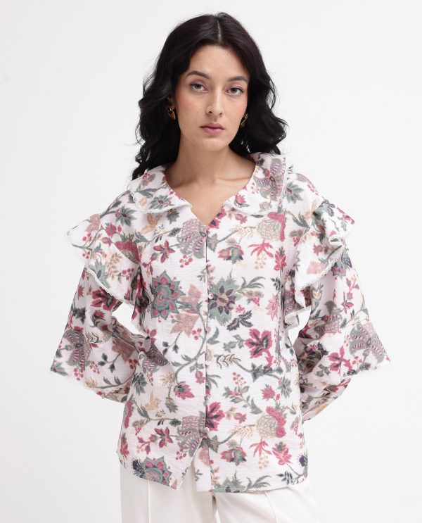 Multicolor Peter Pan Neck Floral Print Shirt