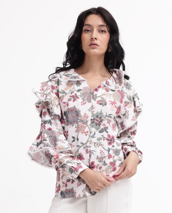 Multicolor Peter Pan Neck Floral Print Shirt