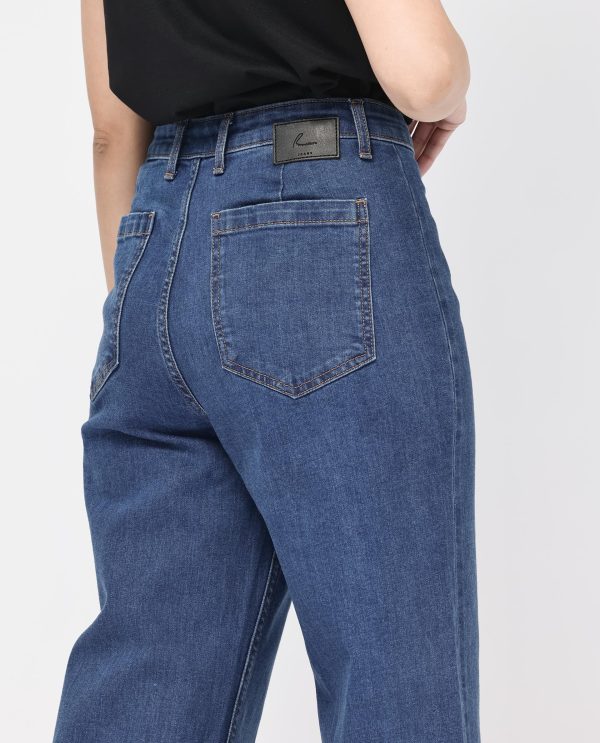 Dark Blue Cotton Regular Length Jeans