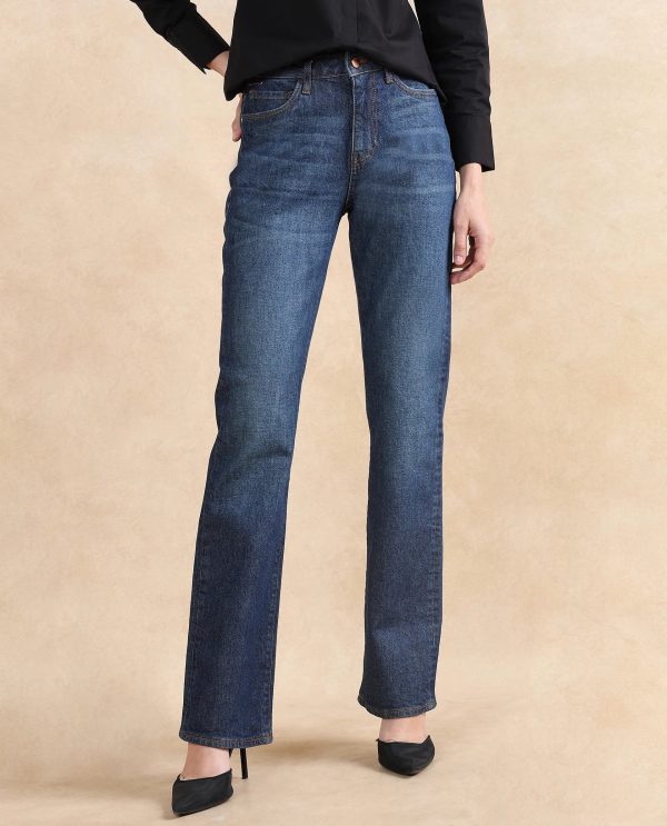 Dark Blue Cotton Elastic Jeans