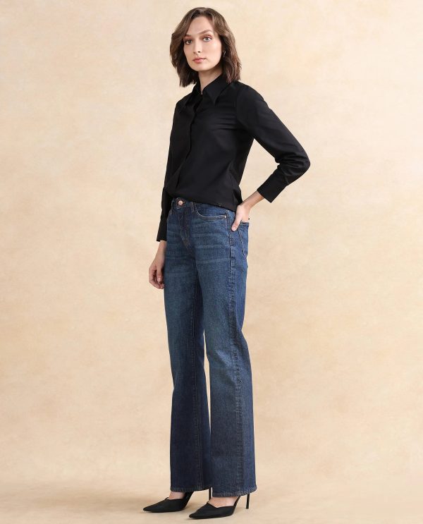 Dark Blue Cotton Elastic Jeans