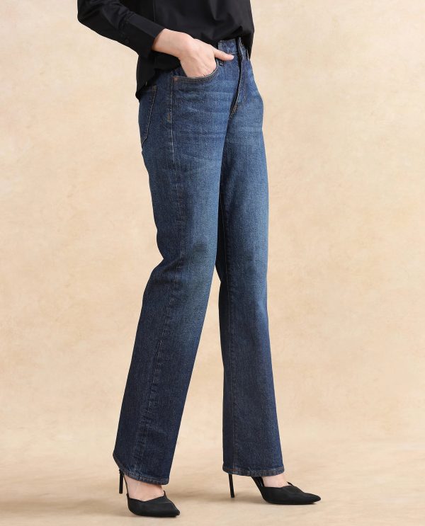 Dark Blue Cotton Elastic Jeans