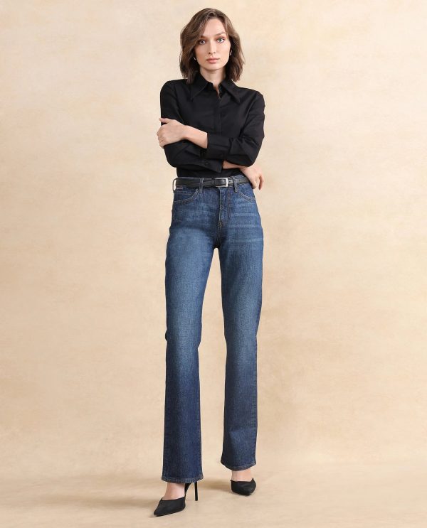 Dark Blue Cotton Elastic Jeans