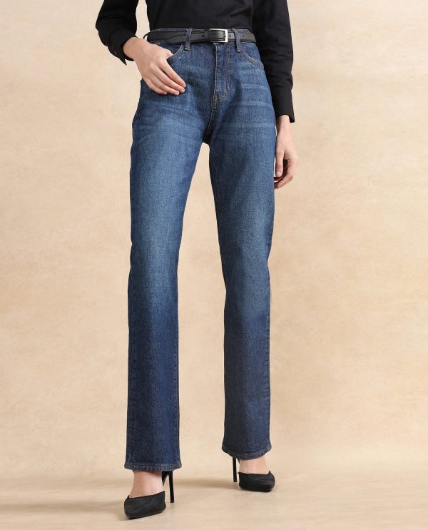 Dark Blue Cotton Elastic Jeans