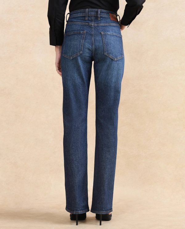 Dark Blue Cotton Elastic Jeans