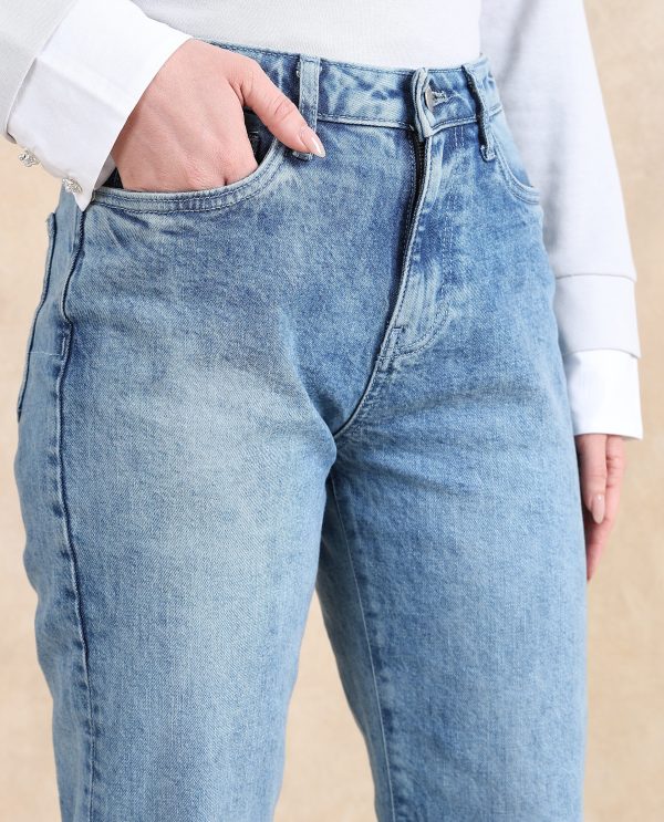 Blue Cotton Elastic Jeans