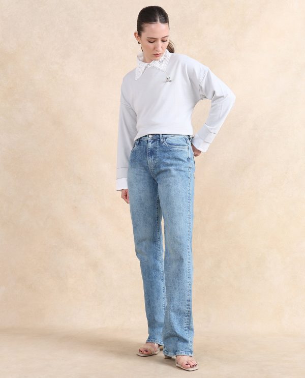 Blue Cotton Elastic Jeans