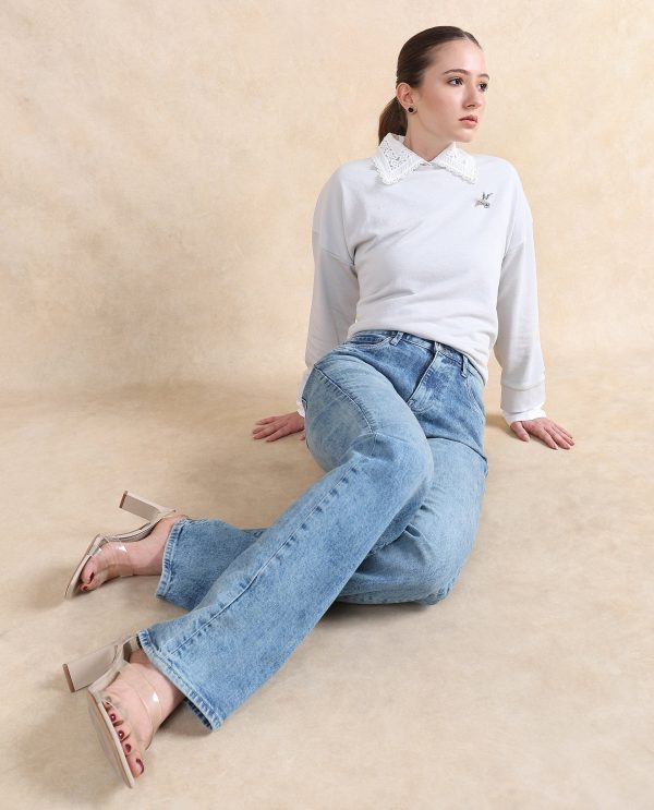 Blue Cotton Elastic Jeans