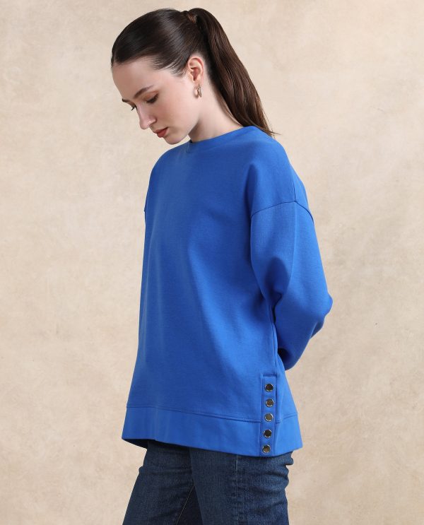 Cotton Button Closure Relaxed Fit Sweatshirt