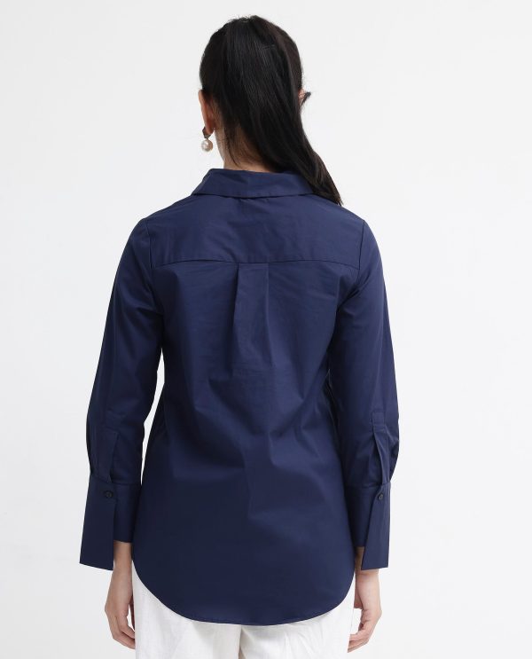 Blue Cotton Fabric Full Sleeve Collared Neck Shirt