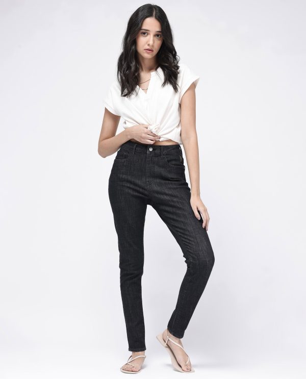 Black Cotton Regular Length Jeans