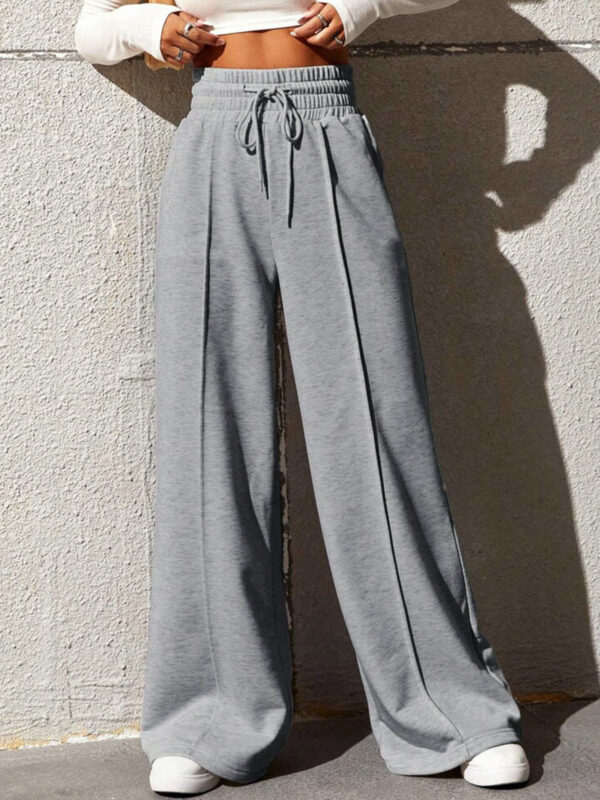 Asymmetrical Contrast Waistband Wide Leg Dress Pants