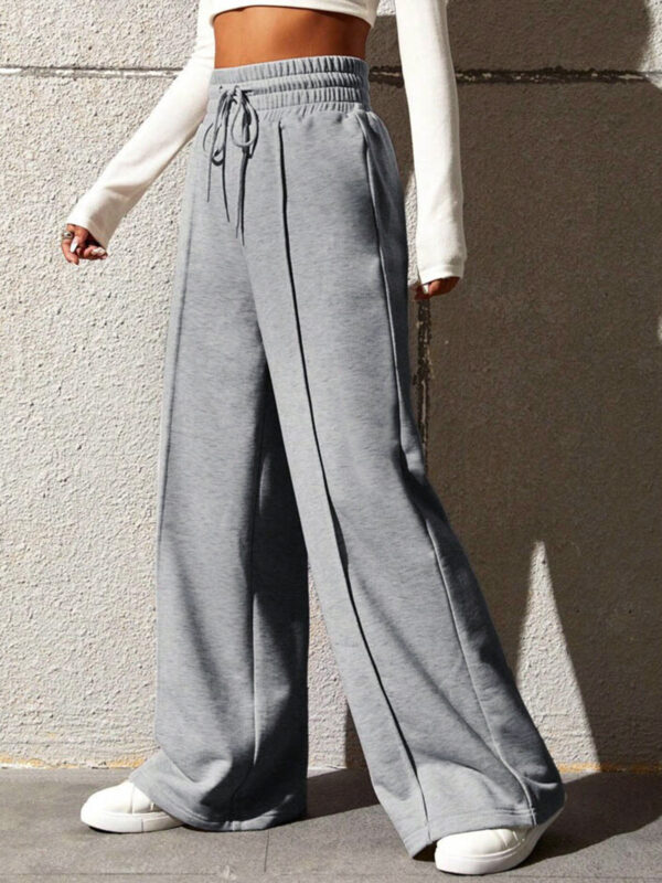 Asymmetrical Contrast Waistband Wide Leg Dress Pants