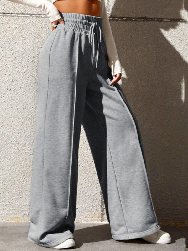 Asymmetrical Contrast Waistband Wide Leg Dress Pants